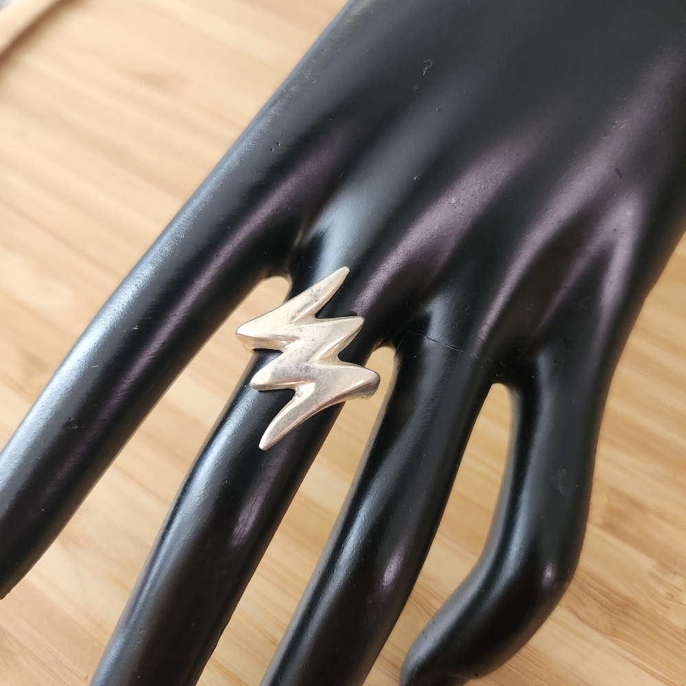 Sterling Silver Lightning Bolt Ring - image 1
